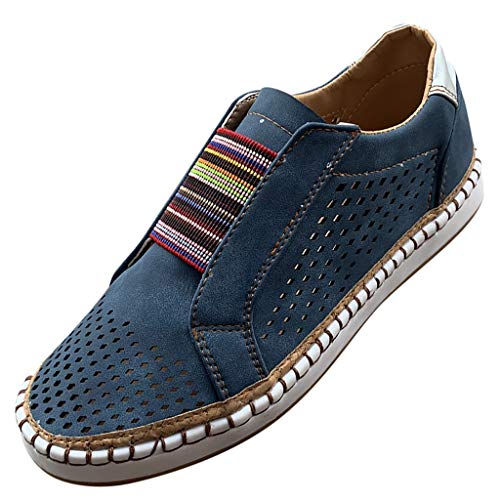 Sneakers For Women Slip On Lightweight Canvas Sneakers Comfort Low Top Fashion Casual Soft Running Shoes Flat Loafers Blue #TOP18