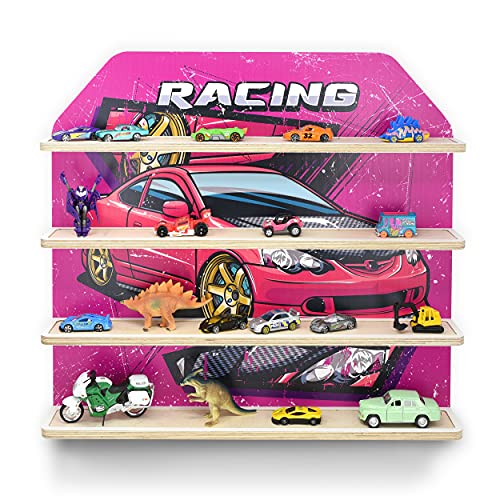 stadtecken Estantería de madera para juguetes I Diseño 6 I Adecuado para los coches en miniatura y figuras de animales I Regalo I Almacenaje I Juegos I Coleccionamiento I Para colgar Cover