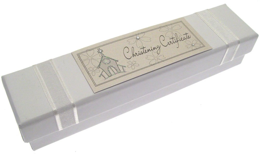 White Cotton Cards Christening Church Certificate Holder
