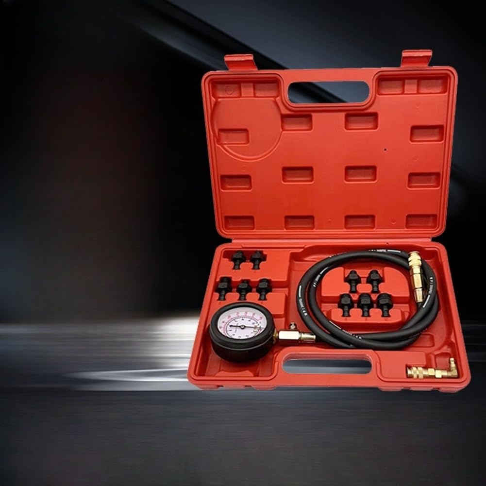 Set di manometro dell'olio per auto, 13 pezzi, tester idraulico in acciaio ad alta resistenza con raccordi per tubi in rame, campo di misurazione 0-140 psi, per diagnosi di auto e camion