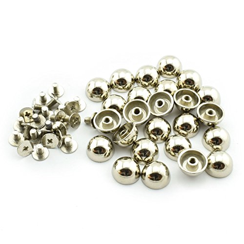 Lq Industrial 25Pcs 1/2 Inch Silver Purse Handbag Feet Mushroom Type Nailhead Hollow Round Head Stud Metal Philip Screw-Back Spike Studs Rivet Leather Craft Diy 12Mm #TOP5