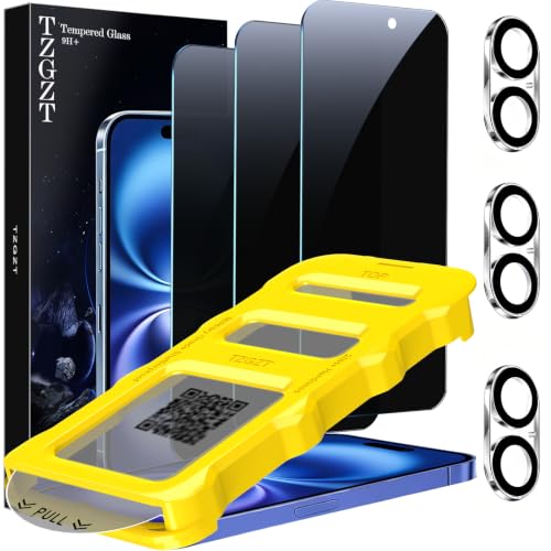 TZGZT Privacy Screen Protector for iPhone 16, Tempered Glass, Case Friendly - image 1