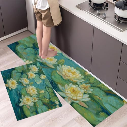 Alfombra de cocina antideslizante y lavable con base de seguridad JEDTAKCT 2 piezas 4