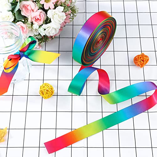 Molshine 50Yd X 1 Inch Colorful Double Face Satin Ribbon For Handcraft Diy Clothing Holiday Decoration Wedding- Rainbow Seven Color (1" (25Mm), Deep Rainbow) #TOP3