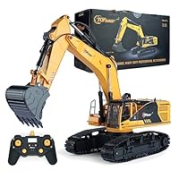 Top Race 22 Channel Hobby Grade Remote Control Excavator, Construction Vehicle RC Tractor, Carries 180 Lbs, Diggs 1.1 Lbs Per Cubic Inch, Use with Our RC Dump Truck