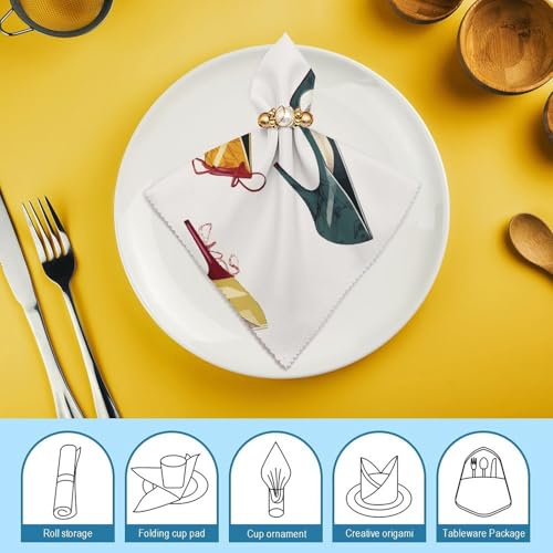 Servilletas de Tela Reutilizables Blancas Cuadradas 4 Piezas miniatura 7