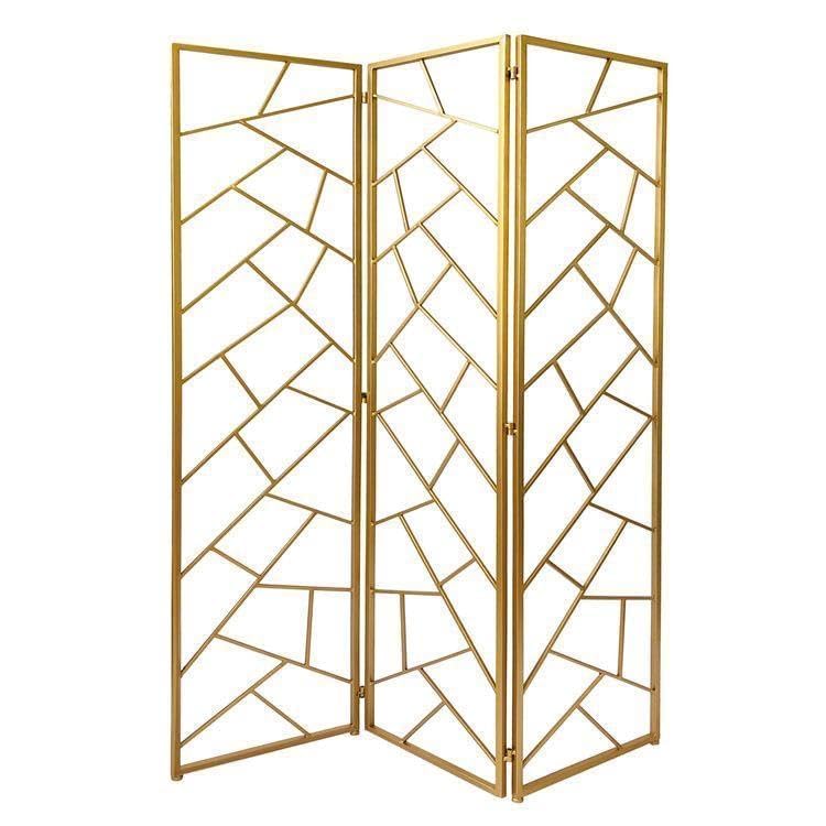 MKH- Wooden Partition Wall Screen Room Divider for Living Room Partition Foldable Partition 3 PanelScreen Separator Back Side Acrylic Sheet (Golden)-image-26
