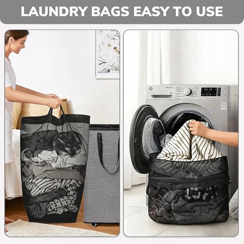 Image of Goodpick 75L Rolling Laundry Basket, Large Laundry Hamper with Handles and Removable Wash Bag, Space Saving for Laundry Room, Light Grey