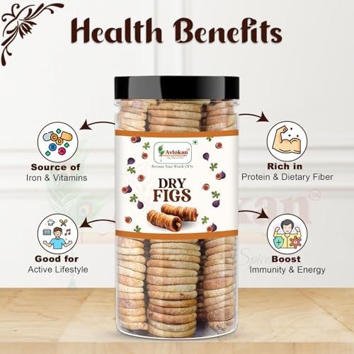 Image of Avlokan Dried Anjeer /Figs - 100g | Unploished Natural Afghani Anjeer | Healthy Dry Fruit Snack | Rich in Fiber, Iron & Calcium | No Added Sugar | Low in Fat | Ideal for Soaking | Figs Lot 120