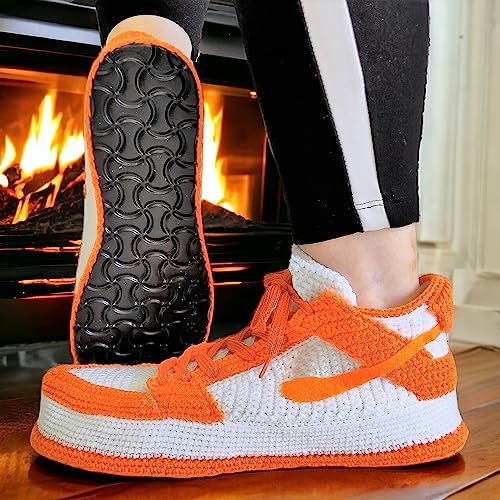 Low-Top Custom Basketball Sneakers Slippers, Funny Knitted Socks Booties, Orange Cozy Retro Knitted Shoes, Warm Rare Bots, Sneakerhead Culture Fashion, Hypebeast Outfits, Streetwear Hype Clothing3
