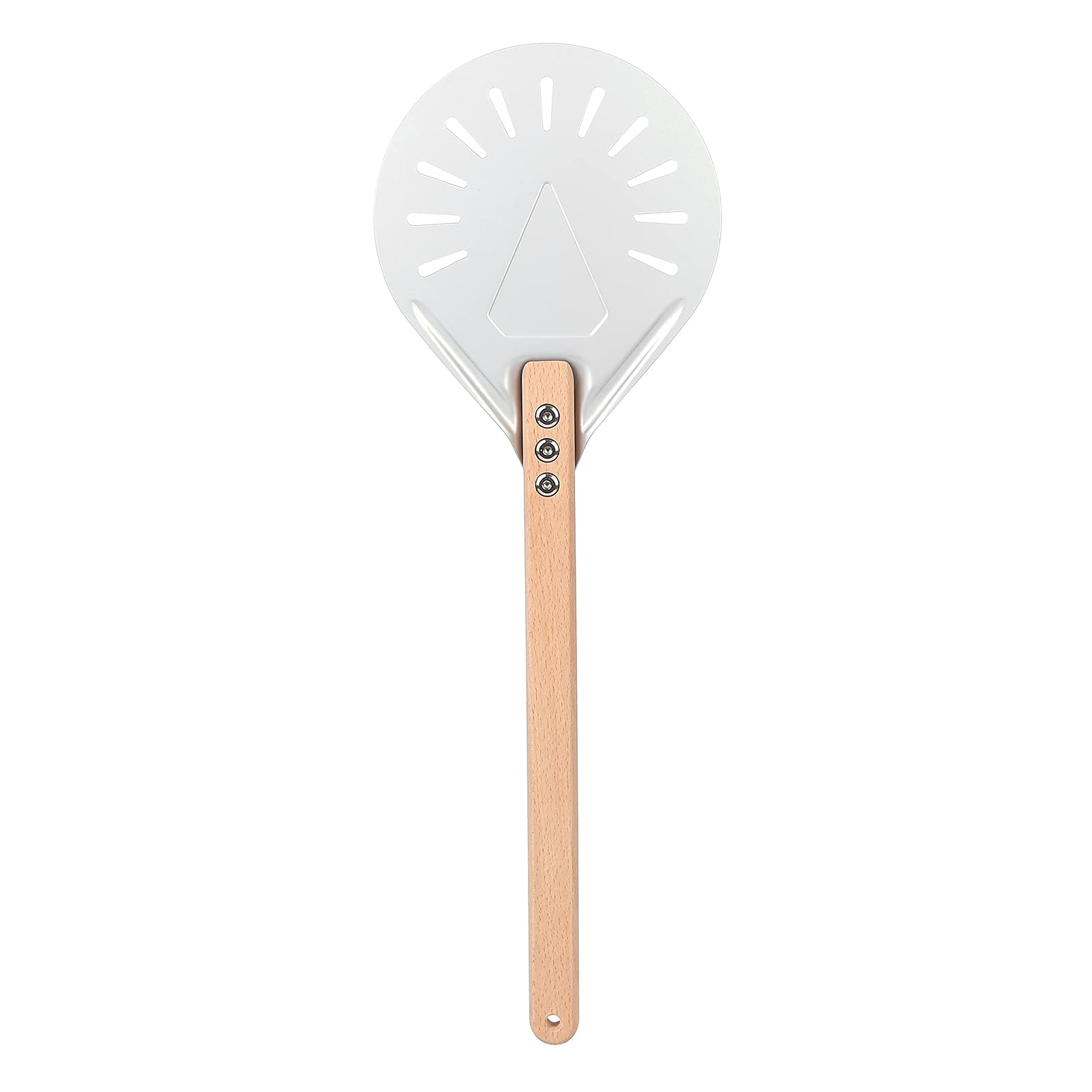 Pizza Turning Peel,Round,Pizza Pizza Spatula, Pizza Shovel Peel Pizza Spatula Aluminum Perforated Pizza Peel Turner with Wood Handle Pizza Paddle for Pizza Oven Accessories