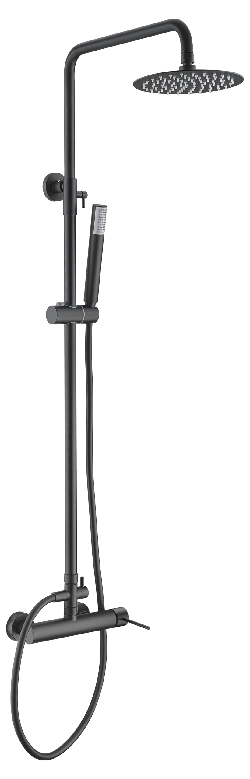 IMEX - Columna Ducha Negra Monomando con Grifo | Conjunto de Ducha con Alcachofa y Rociador Antical | Griferia en Latón y Acero Inox S.304 con Barra Extensible | Serie Milos Stick