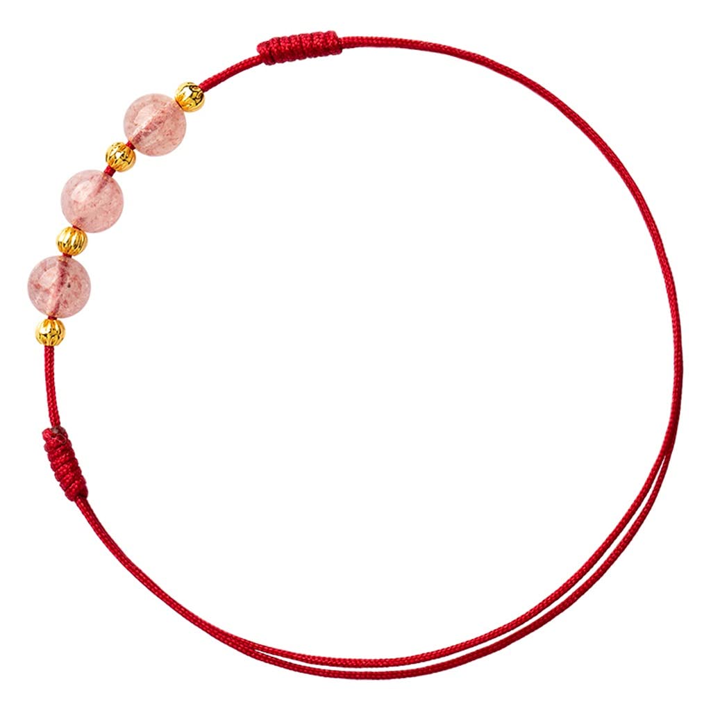 Tobillera tejida de cuerda roja con cristal detalle especial de amistad 4