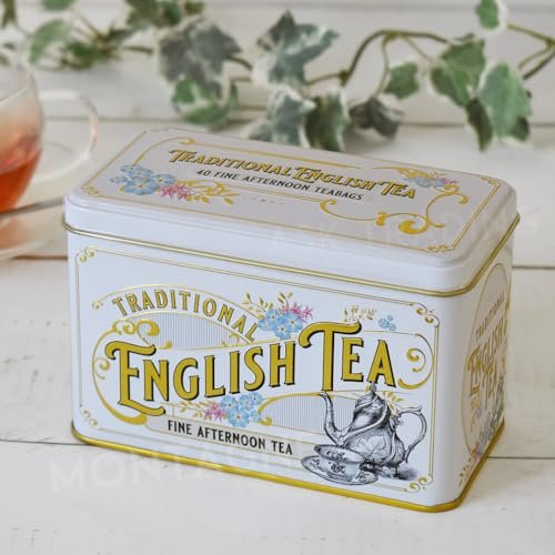 NEW ENGLISH TEAS (ニューイングリッシュティー) 紅茶 缶 ティーバッグ 40P イギリス かわいい 人気 (V.ヴィクトリアンアイボリー)