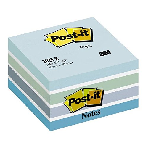 3M Post-it 2028-B Cube, tonos de azul, 450 hojas, 76 x 76 mm