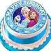 Produktbild Frozen Anna Elsa Olaf Happy Birthday Bordüre, vorgeschnitten, essbarer Zuckerguss, Kuchendekoration