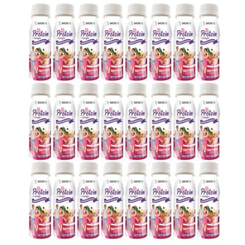 BariatricPal 30g Whey Protein & Collagen Sugar-Free Power Pro Shots - Fruit Punch (24 Bottles)
