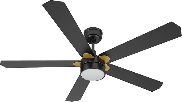 Carro 52-inch Ceiling Fan with Light and Remote, 10 Speeds Reversible DC Motor Outdoor Ceiling Fan, 3 Light Colors Dimmable Black, Compatible with Alexa, Siri & Google Home, Black Gold