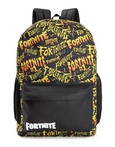 Fortnite Zaino unisex per bambini con logo nero e giallo, zaino per la scuola con cerniera per libri e forniture | Design con stampa grafica | Back to School Essentials Merch