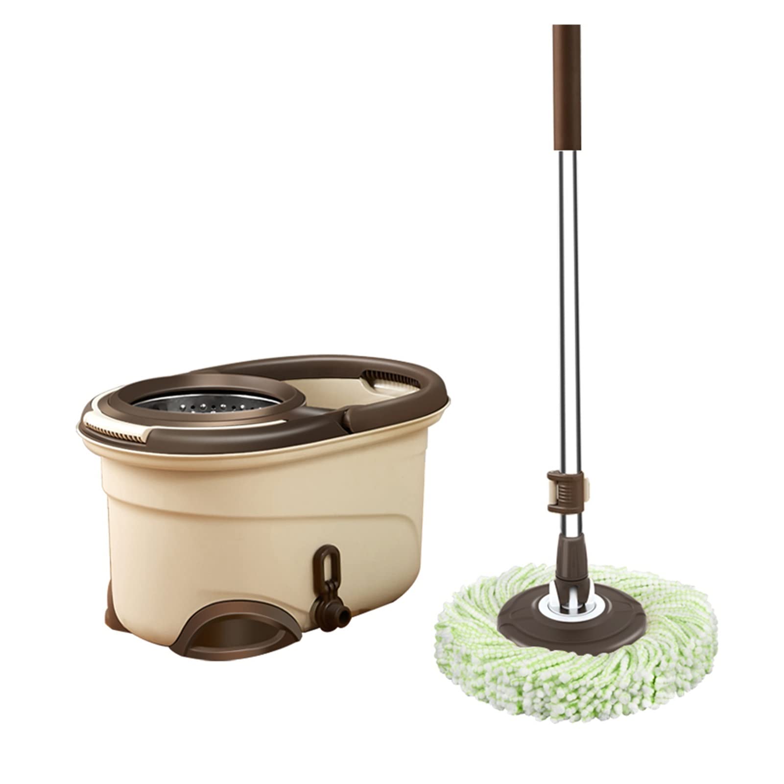 Juego de fregona y cubo giratorios Spin Mop Bucket Suelo de limpieza - Mop y cubo con juego de escapador Spinning Mopping Cucharas de limpieza Suministros de limpieza con 2 recambios de reemplazo Freg