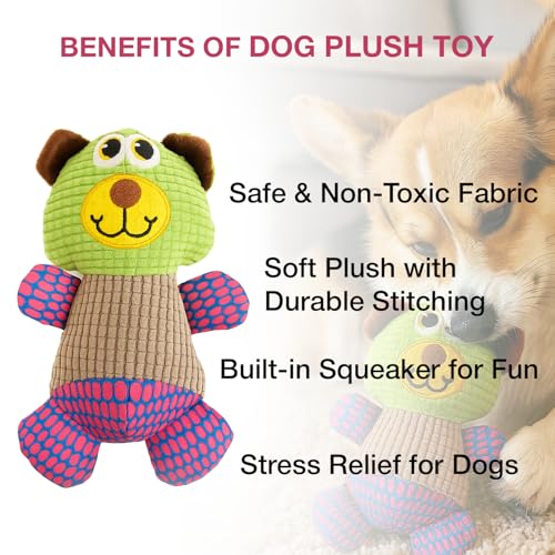 Image of Soft Plush Dog Toy | Comforting Chew Toy for Puppies & Dogs | Interactive Play and Gentle on Teeth | Durable Stuffed Animal Pets | Anti Anxiety Cute Cuddle Toy for Stress Relief (Teddy)
