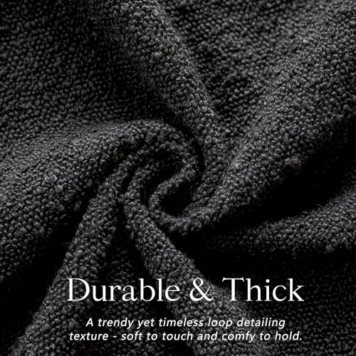 Image of Foindtower Pack of 2, Decorative Textured Boucle Throw Pillow Covers Accent Solid Pillow Cases Neutral Soft Cozy Couch Cushion Case for Chair Sofa Bedroom Living Room Home Decor 26 x 26 Inch Black