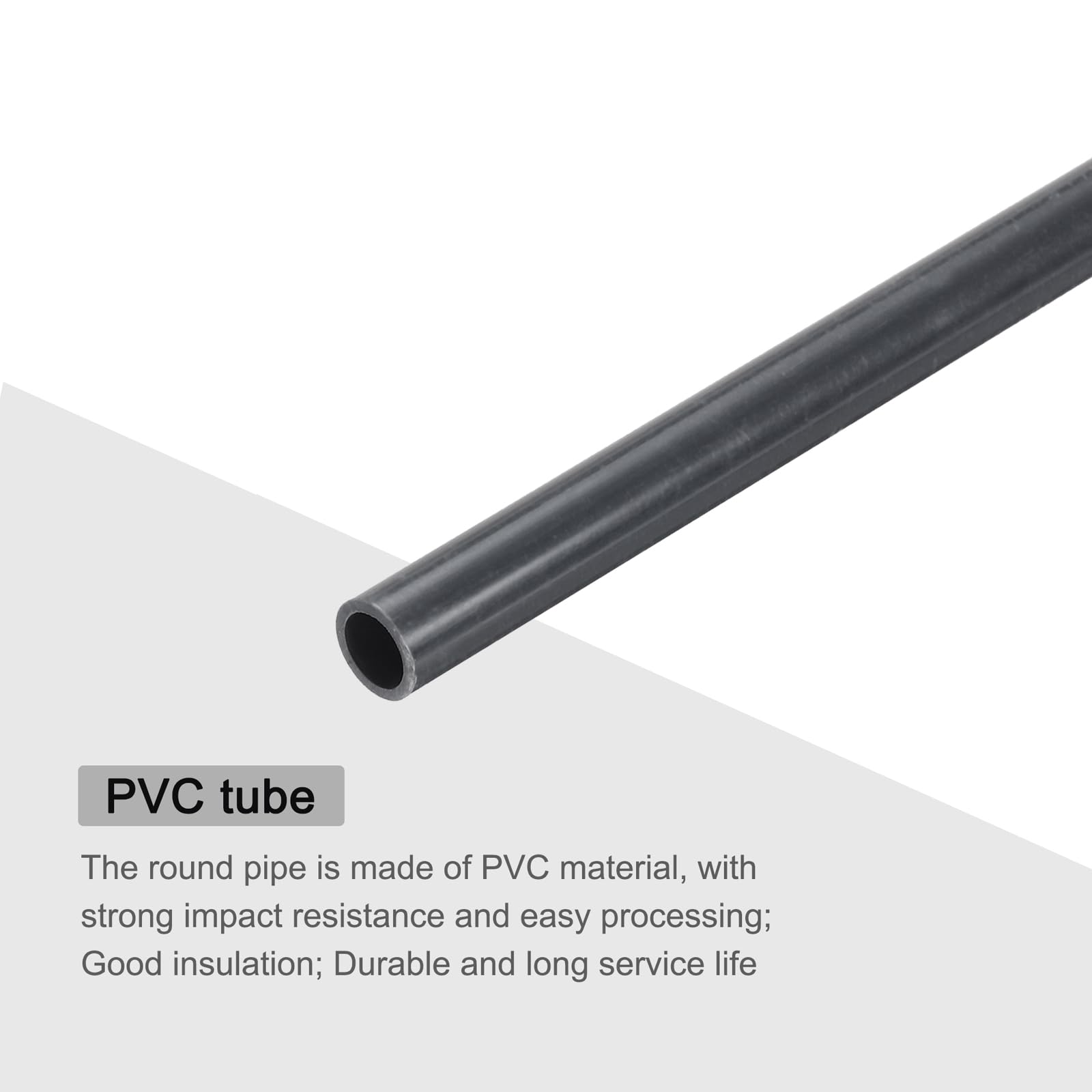 QUARKZMAN 30cm Largo Tubo Rígido de PVC, 6x8mm(ID*OD) Tubo Redondo de Alto Impacto para Acuario, Tubería de Agua para Piscina Riego Fontaneria Bricolaje, Gris Oscuro, 2pcs