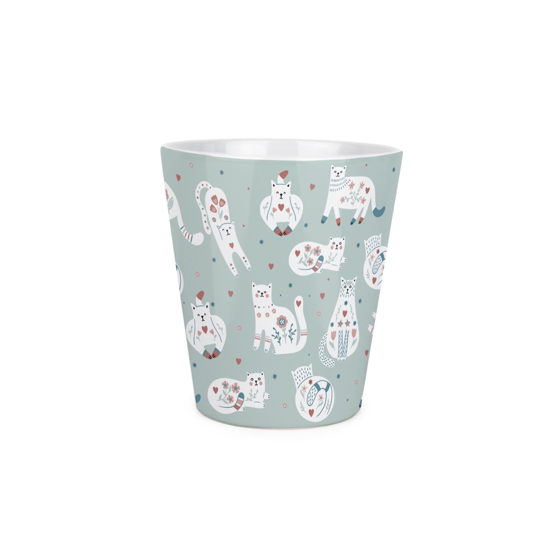 Purely Home Floral Cats Small Ceramic Plant Pot - Blue