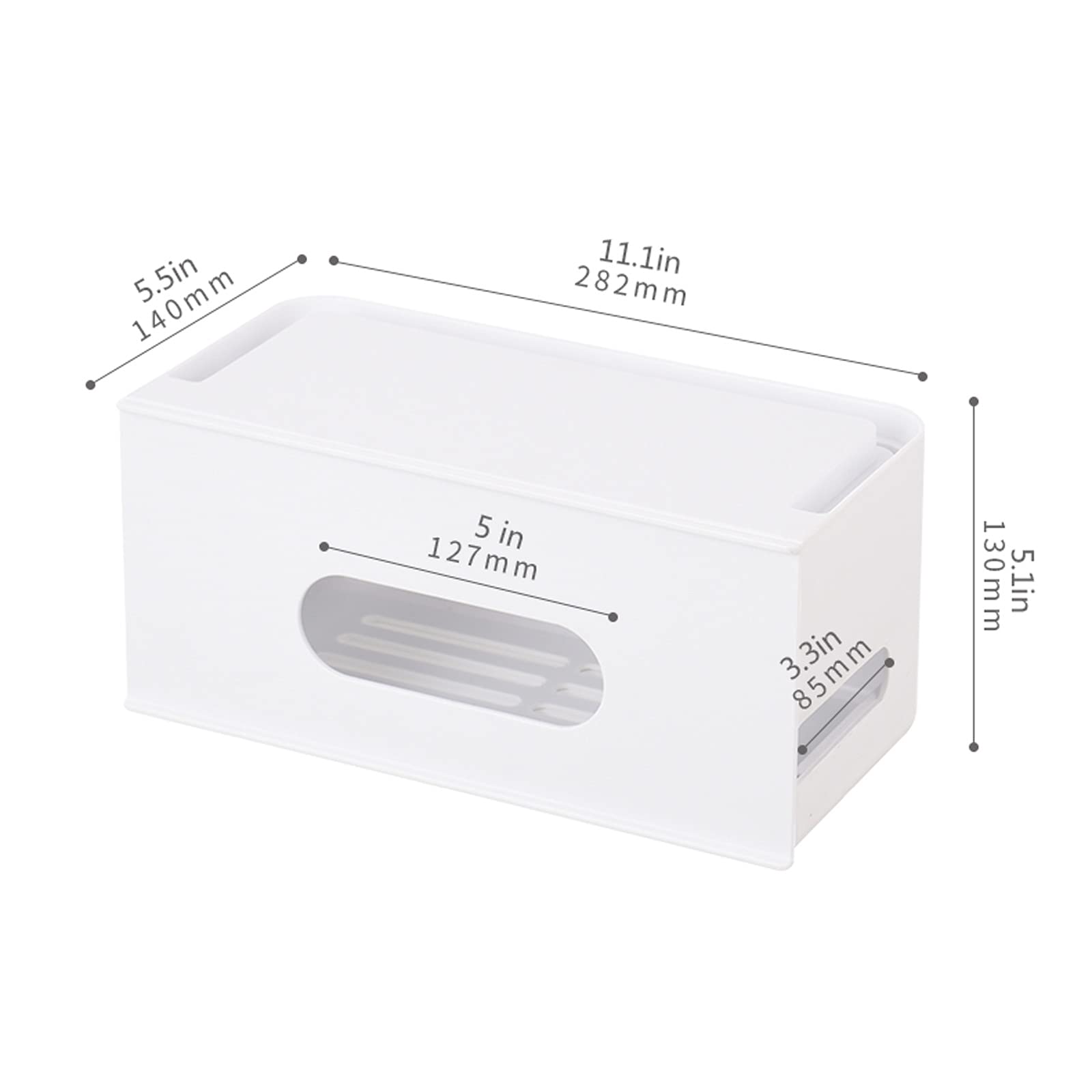 Kabelmanagement-Box Abnehmbare Kabelmanagement-Boxen Organizer Haushaltskabel Netzstecker Aufbewahrungsbox Kabel-Organizer-Box mit Telefonständer, Weiß/Grau Kabelaufbewahrungsbox (Color : Grey)