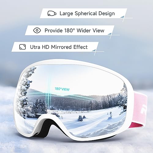 RIOROO Ski Goggles, Skiing Goggles For Snowboard Jet Snow 100% UV Protection - Image 2