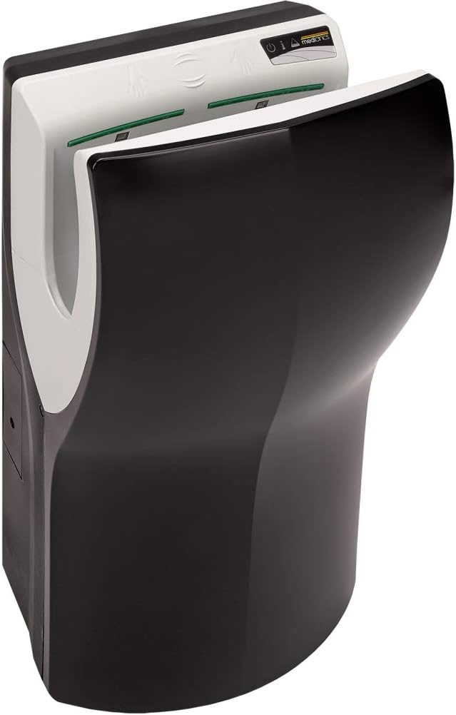 Saniflow M14AB-UL Dualflow Plus Eco-High Traffic Hand Dryer in ABS Black Finish, High Impact ABS UL 94V0 Cover, 255 mph Air Velocity, 19000-28000 RPM, 350-1050W Motor Power, 2 Pair of IR Sensors