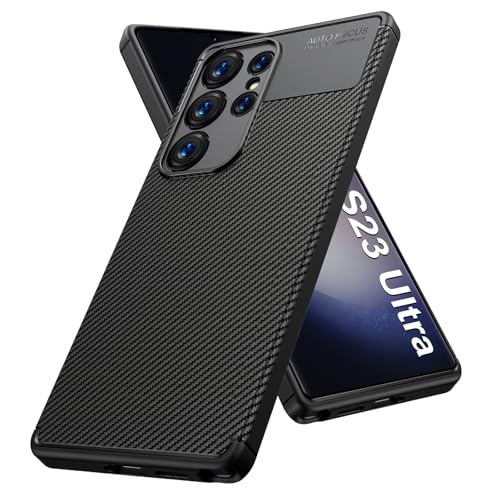 Coque Samsung S23 Ultra en carbone noir et TPU souple anti-rayures