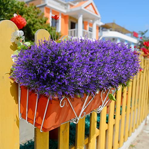 48 Bundles Artificial Lavender Flowers False Outdoor Flowers Uv Resistant Plastic Artificial Plants Fake Shrubs Flowers Greenery Bushes For Outdoor Garden Home Porch Box Decor #TOP3