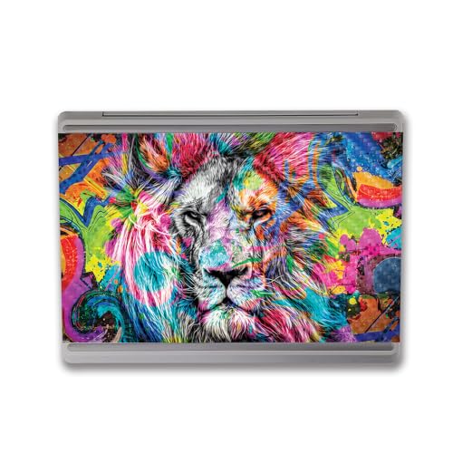 Image of MightySkins Carbon Fiber Skin Compatible with Microsoft Surface Laptop Go 3 (2023) Full Wrap Kit - Neon Lion | Protective, Durable Textured Carbon Fiber Finish | Made in The USA
