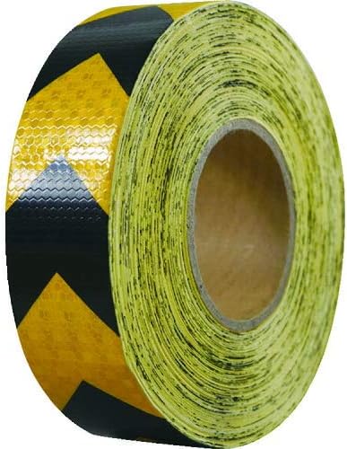 セーフラン 高輝度反射テープ 黄黒矢印 幅50mm&times;50m 14362