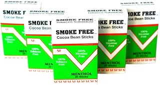 Smoke Free Herbal Cocoa Bean Cigarettes -5 Packs Menthol 100% Tobacco Free & Nicotine Free - Non Addictive - Tobacco Substitute - Premium Menthol Flavor (100 Sticks)