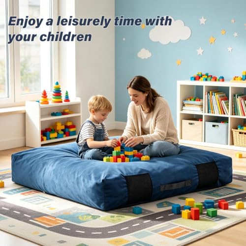 Crash Pad for Kids Sensory Room, Soft Foam Crash Mat, 5 x 5 Ft Royal Blue by Givjoy - Used condition - Image 8