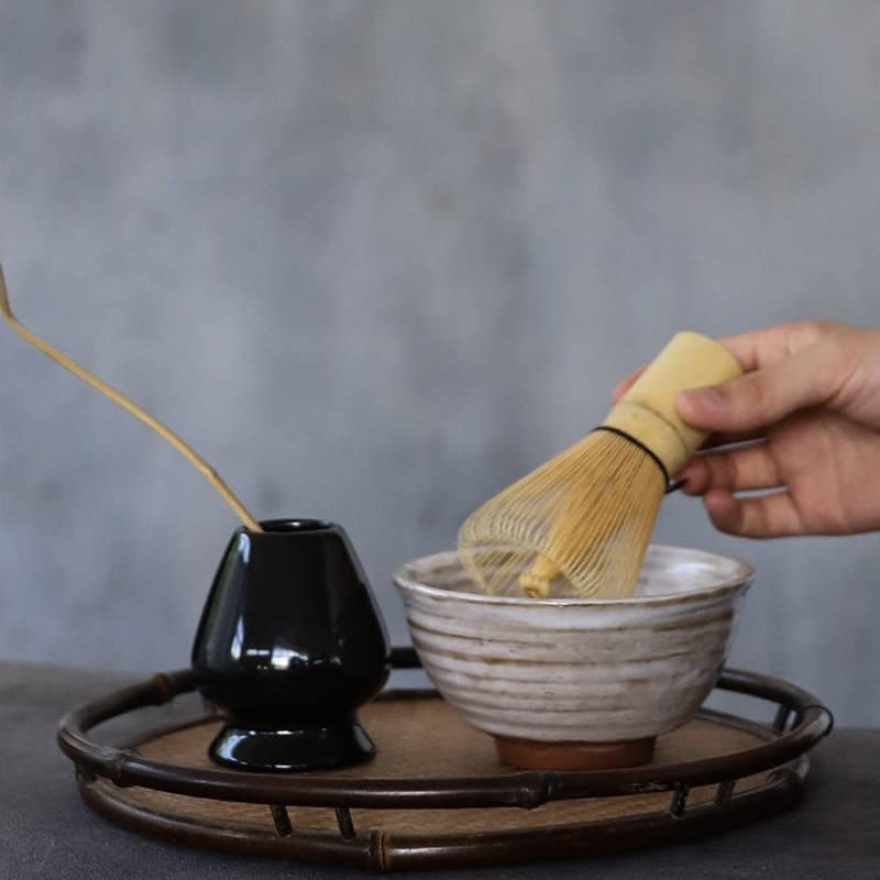 Juego de 4 Uds de Cuenco de cerámica Tradicional Matcha con batidor de bambú Chasen Keeper Scoop Chawan Kit Completo de artículos para la Ceremonia del té