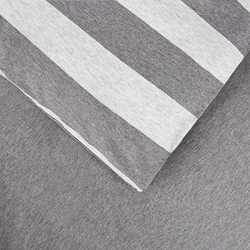 Amazon Basics - Bettwäsche-Set, Jersey, breite Streifen, 135 x 200 cm / 80 x 80 cm, Grau - Image 5