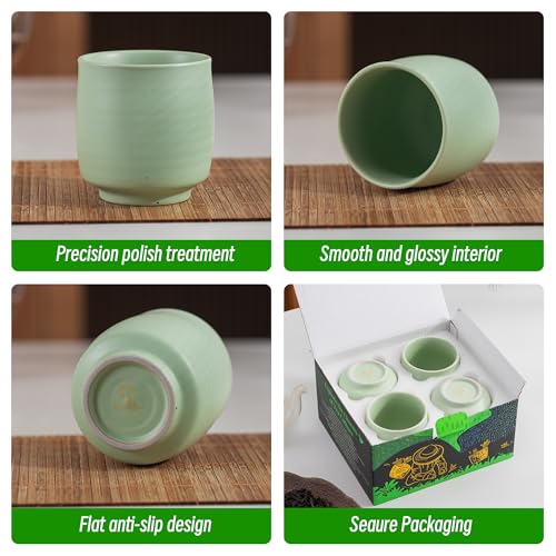 Image of TEANAGOO Japanese Tea Cups, Chinese Tea Cup, 7.2Oz / 205 Ml, Ceramic Tea Cups for Adults, Ceramic Cups no Handles, Japanese Cups, Matcha Cup, Lt.Green, 4 Pcs /Box, H8 (Pack of 2)