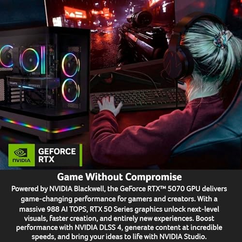 Image of Acer Nitro 85 Gaming Desktop | Intel Core Ultra 7 Processor 265F | NVIDIA GeForce RTX 5070 Graphics | 16GB DDR5 | 1TB Gen 4 SSD | Wi-Fi 7 | Windows 11 Home | N85-600-UR35