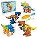 Coriver Juguetes de Dinosaurio con Destornillador y Bolsa de Almacenamiento, Kits de Modelos de Figuras de Dinosaurio Desmontables