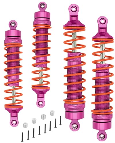 hopsupRC Big Bore RC Shock Upgrades Part for 1/10 Rustler/Slash/Stampede/Hoss 4x4 VXL 4wd,4PCS Alloy Full Metal Front Rear Shocks Absorber Damper,Replace 5862,Rose