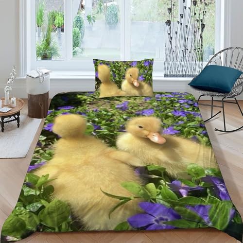 Housse de couette animaux imprimé 3D microfibre 135x200 parure de lit garçon