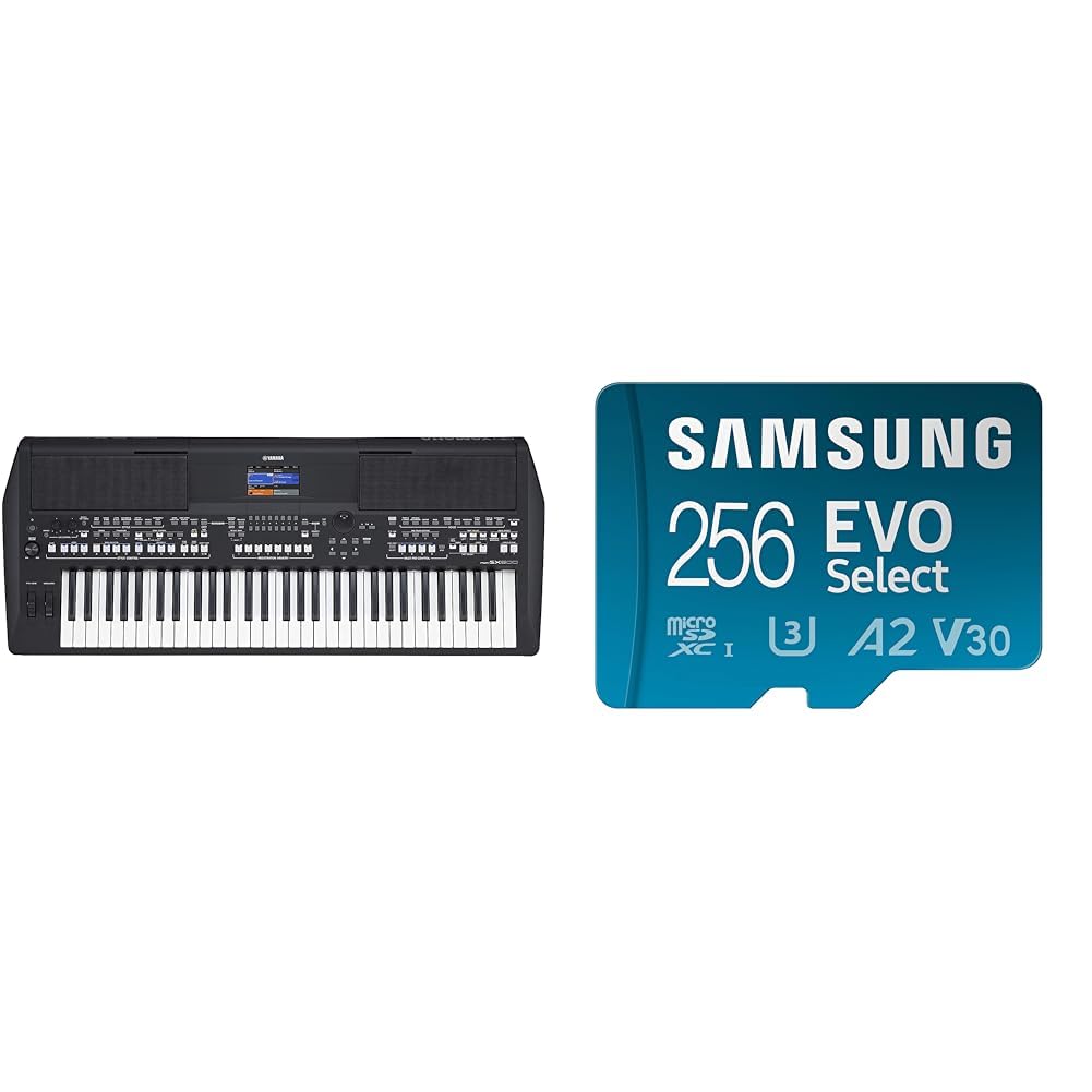 Yamaha PSR-SX600 Digital Keyboard - a Powerful Digital Workstation Keyboard & Samsung EVO Select 256GB microSDXC UHS-I U3 130MB/s Full HD and 4K UHD Memory Card inc. SD-Adapter (MB-ME256KA/EU), Blue