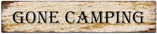 Retro Metal Tin Sign Gone Camping Funny Gifts for Home Coffee Kitchen Bar Laundry Pub Wall Decor 4x16 Inch