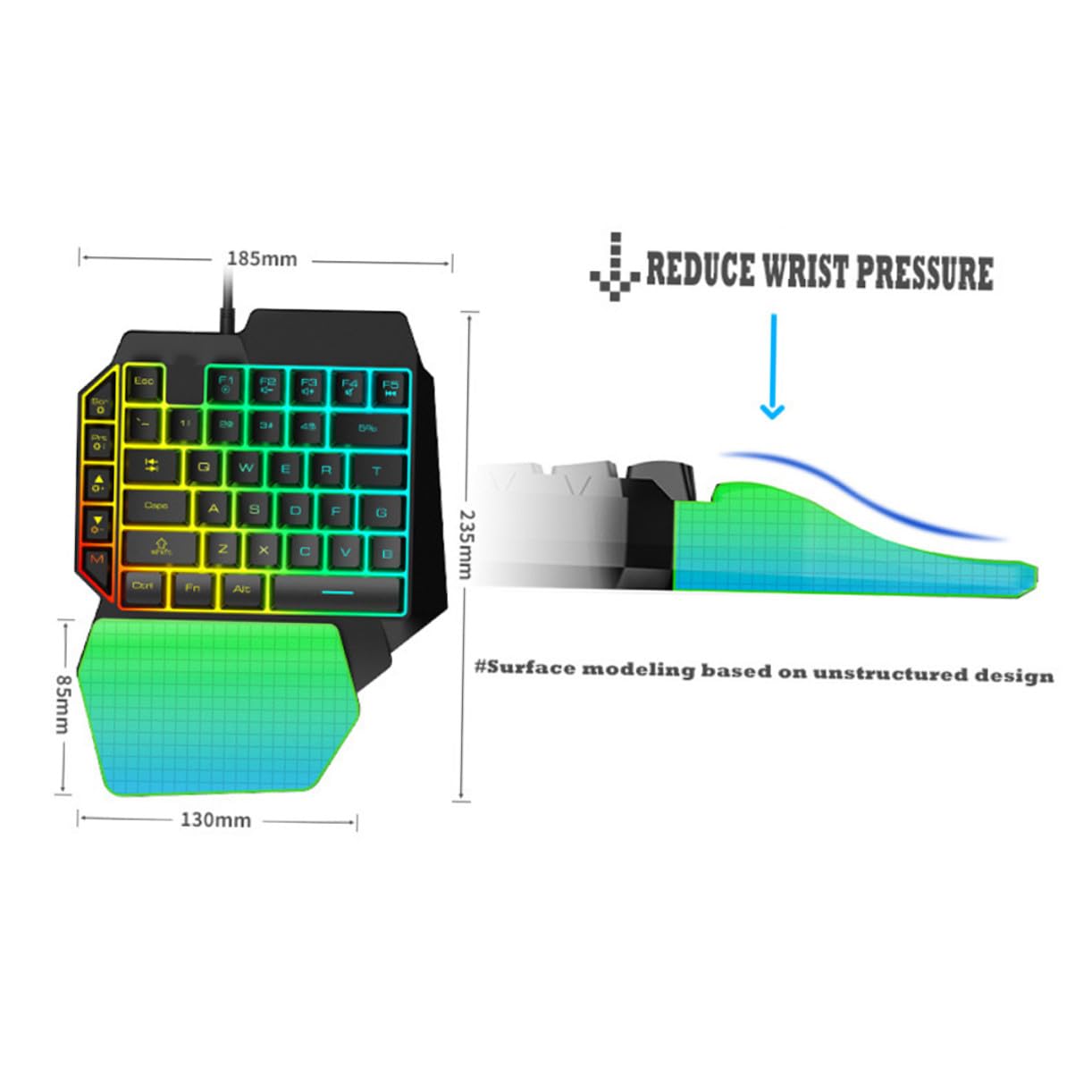 SHINEOFI Tastiera da Gioco Facile da Installare e Mouse con Retroilluminazione Led Operazione Precisa Design in ABS Nero Set per Dormitori e Intrattenimento a Casa