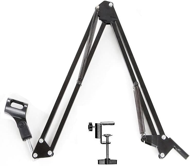 Techtest Microphone Stand Heavy Duty Condenser Mic Stand for Recording Studio Flexible Suspension Boom Scissor Arm for Broadcast Studio