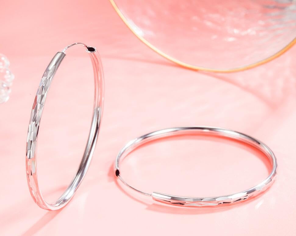 3 Pairs 925 Sterling Silver Hoops Earrings for Women Hoop Earrings Set Hypoallergenic Silver Hoop Earrings for Womens 30/40/50mm4