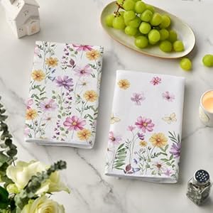 Artoid Mode Pink Yellow Flowers Spring Kitchen Towels Dish Towels, 18x26 Inch Summer Leaves Holiday Decoration Hand Towels Set of 2 Artoid Mode Pink Yellow Flowers Spring Kitchen Towels Dish Towels 18×26 Inch Summer Leaves Holiday Decoration Hand Towels Set of 2